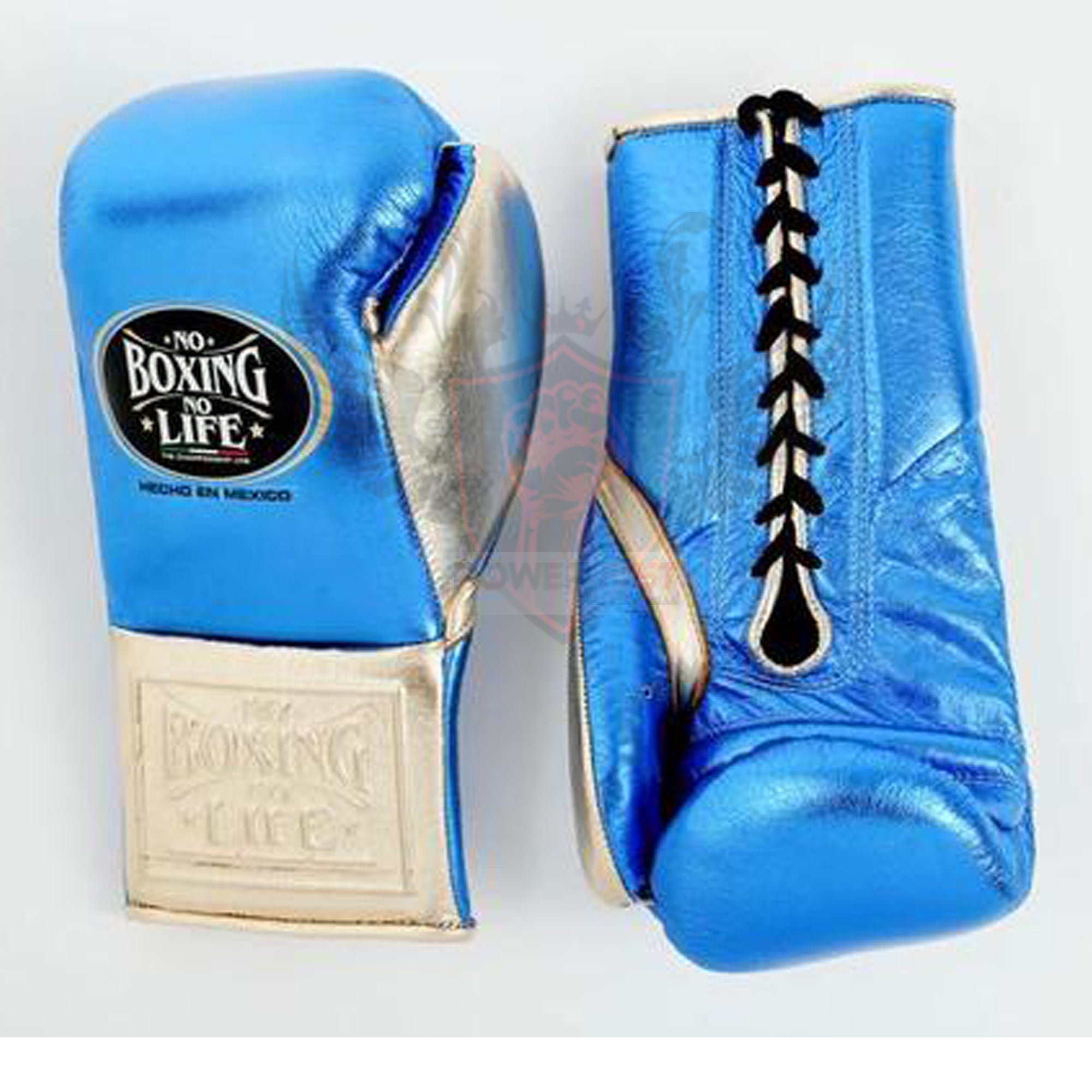 No Boxing No Life Boxing Gloves Blue/Silver Leather