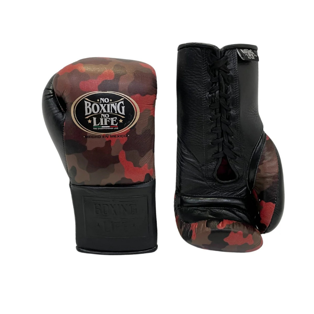 No Boxing No Life Boxing Gloves Brown/Black/Orange Lace-Up Training