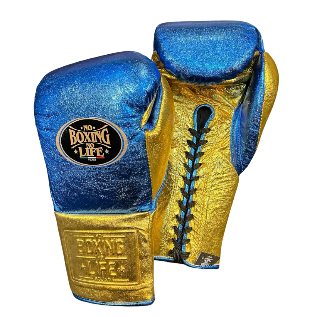 No Boxing No Life Blue/Gold Professional Training Boxing Gloves | Customizable gear