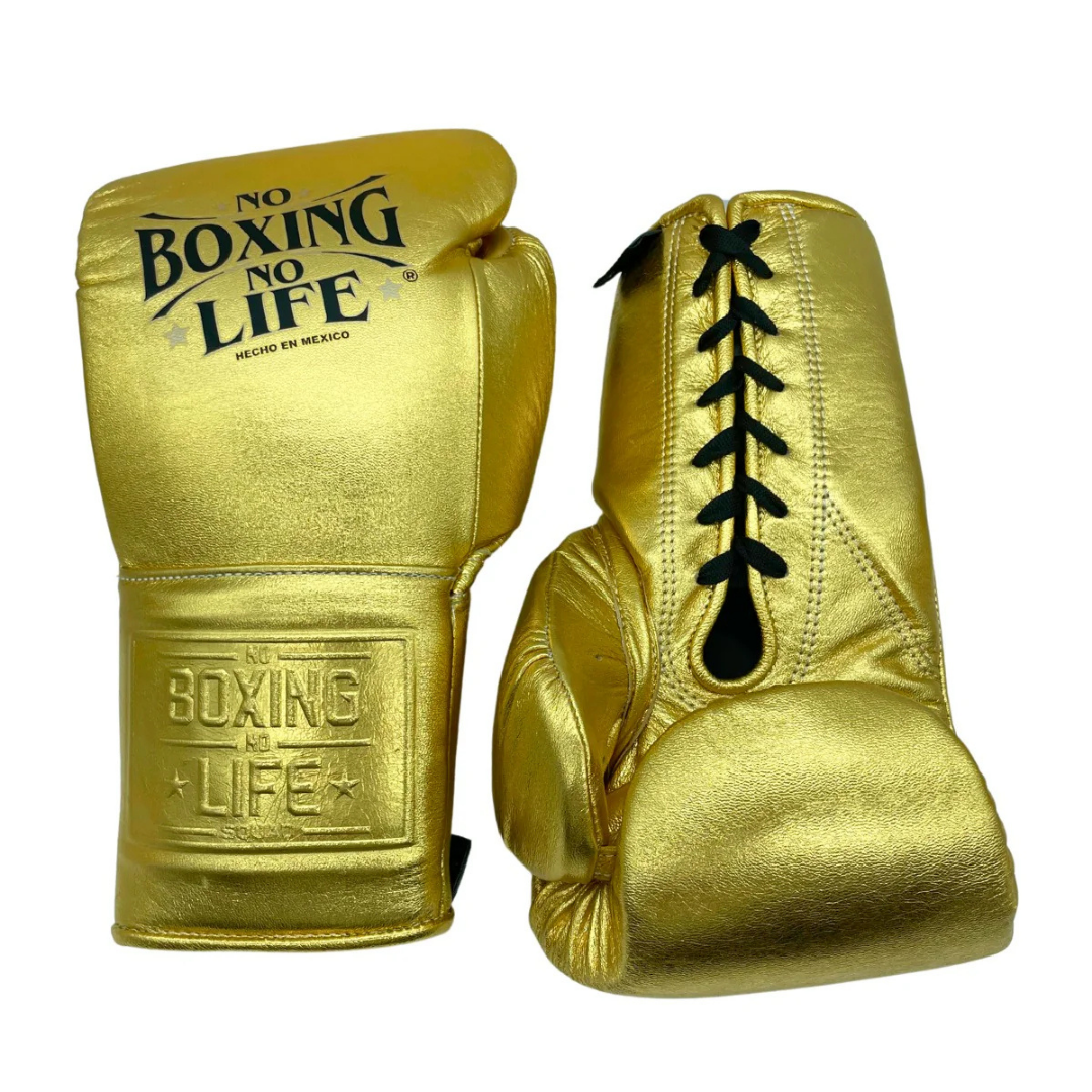 No Boxing No Life Boxing Gloves Golden Secure Fit Leather