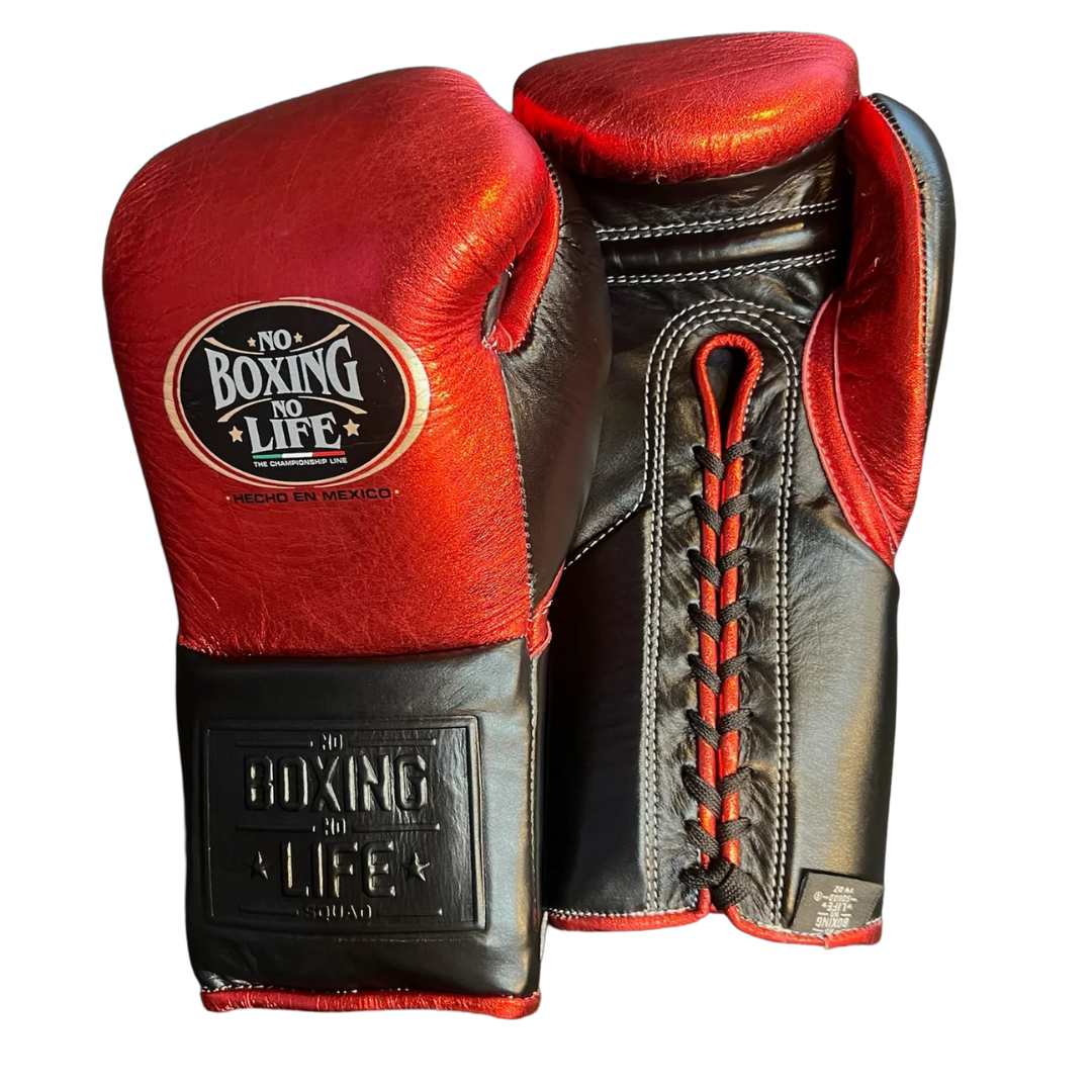 No Boxing No Life Boxing Gloves Red/Brown Leather