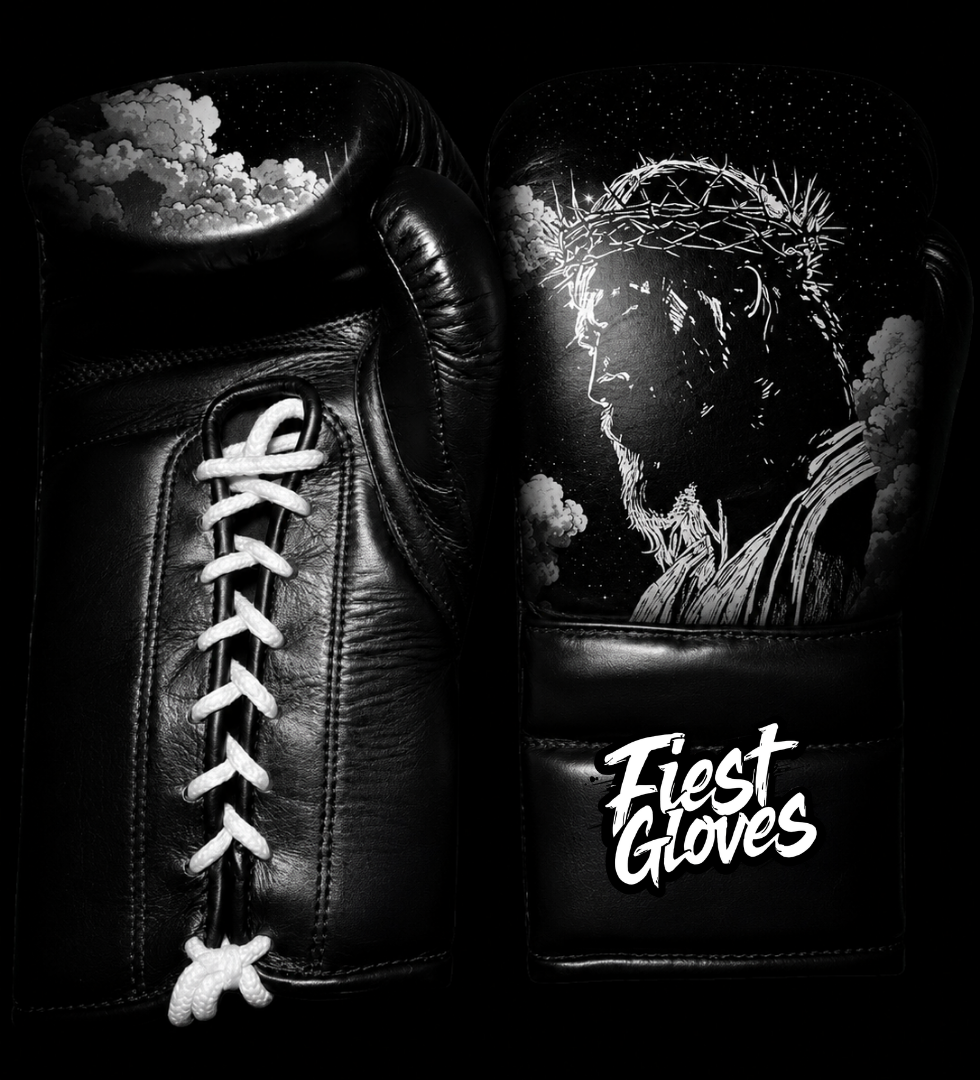 Fiest Winning Style Boxing Gloves Black Sparring Lace-Up