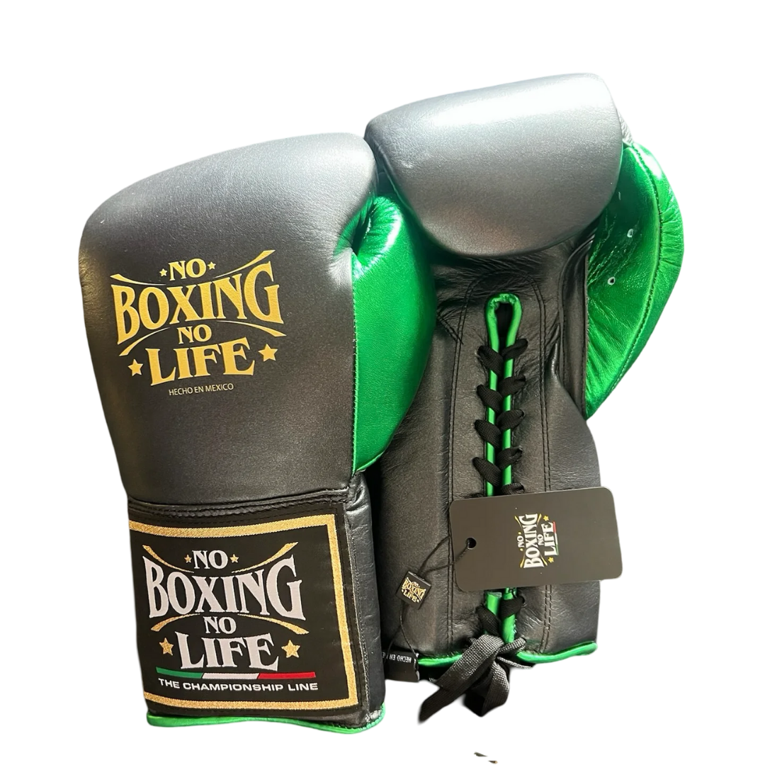 No boxing no life Grey/Green boxing gloves, premium soft-padding sparring training gear