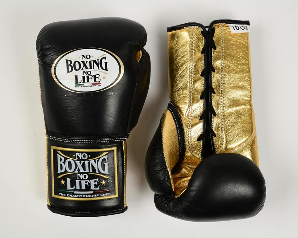 No Boxing No Life Black/Gold Professional Sparring Boxing Gloves | Customizable Gloves