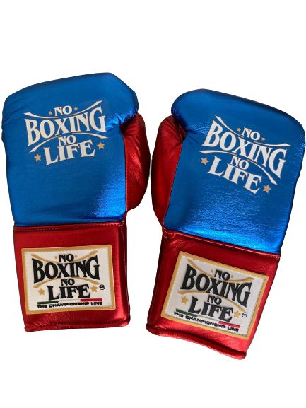 No Boxing No Life Boxing Gloves Blue/Red Comfort Leather
