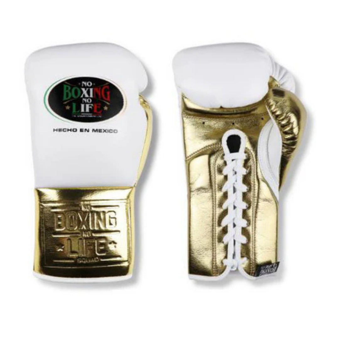 No boxing no life White/Gold boxing gloves , ultra-soft cushion gloves