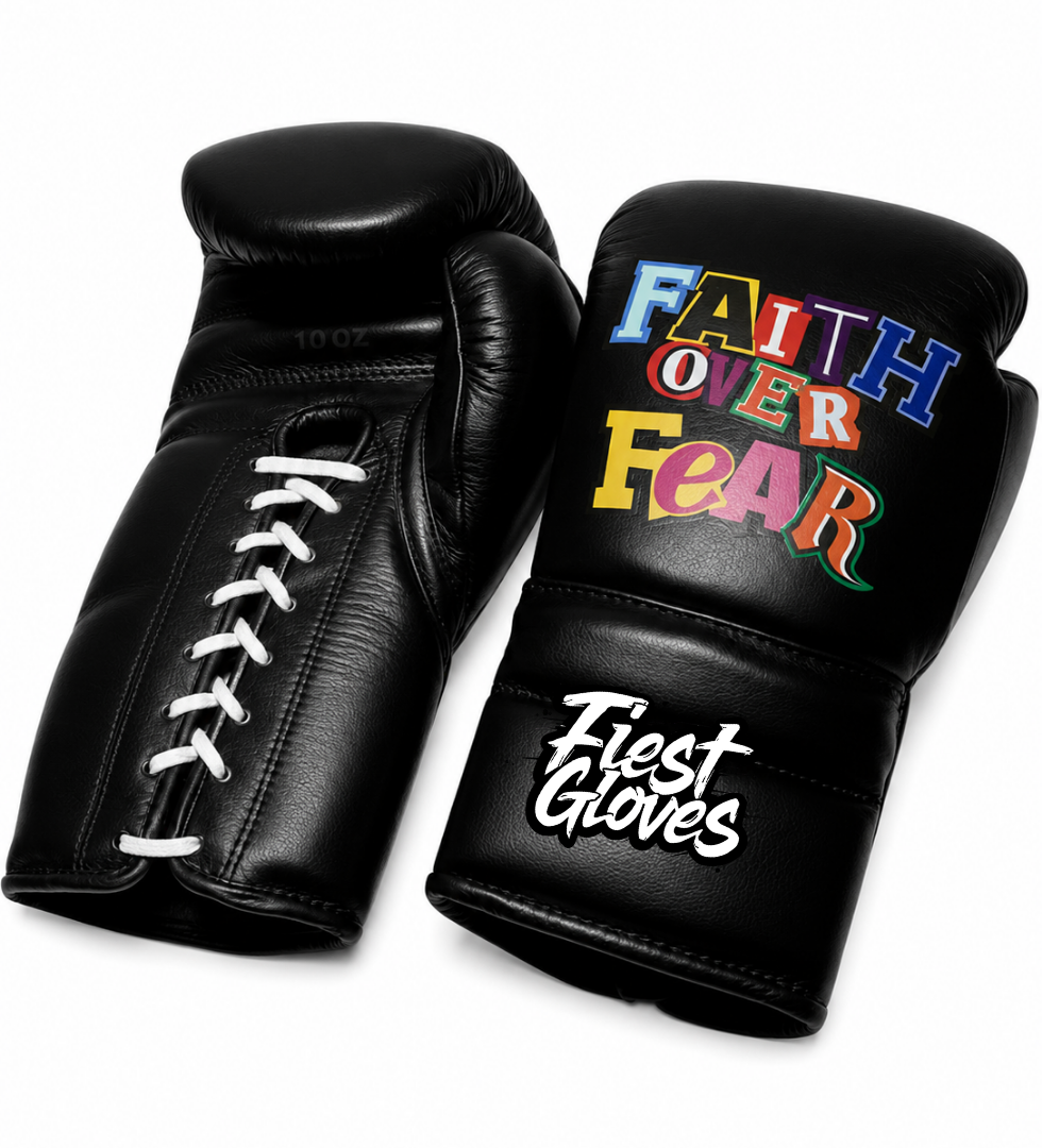 Fiest Winning Style Boxing Gloves Black Customizable Lace-Up