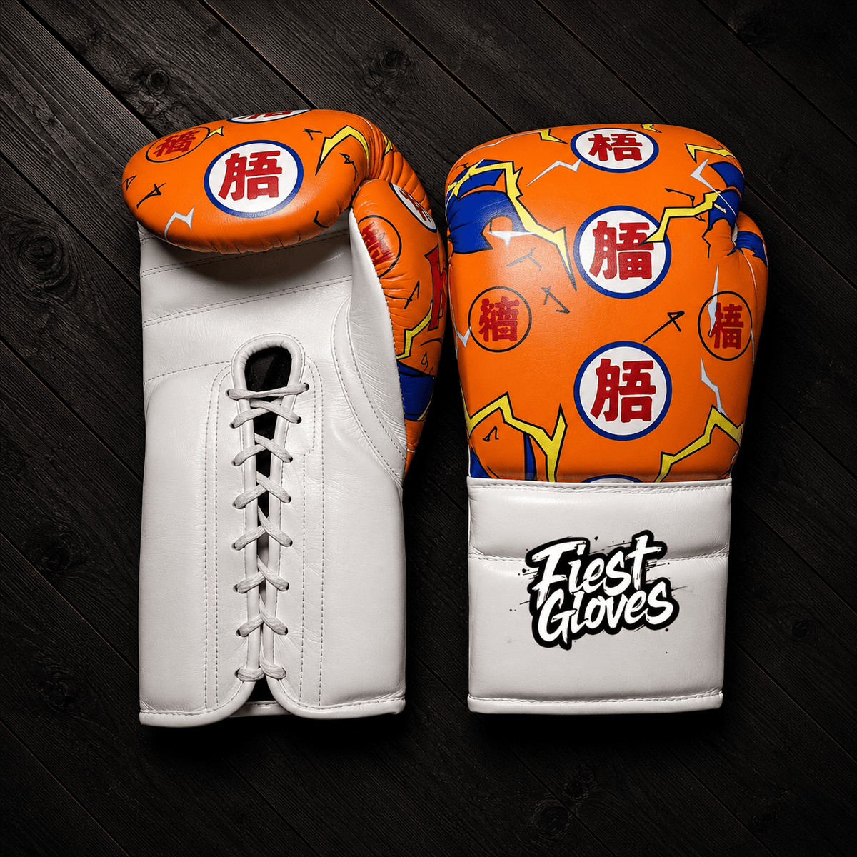 Fiest Winning Style Boxing Gloves Orange/White Padded Leather Gloves for Heavy Bag Work