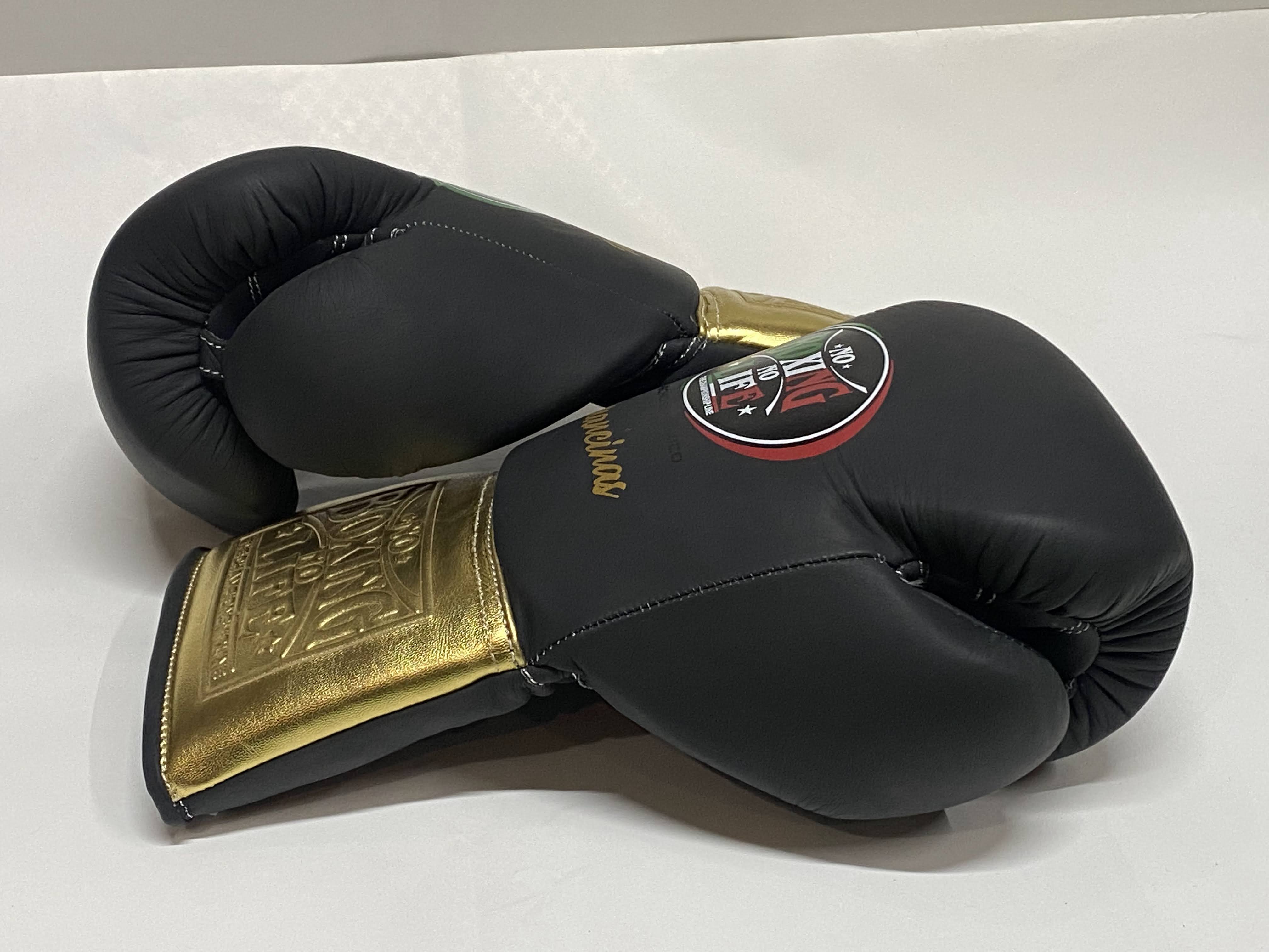No Boxing No Life Boxing Gloves Black/Gold Durable Leather