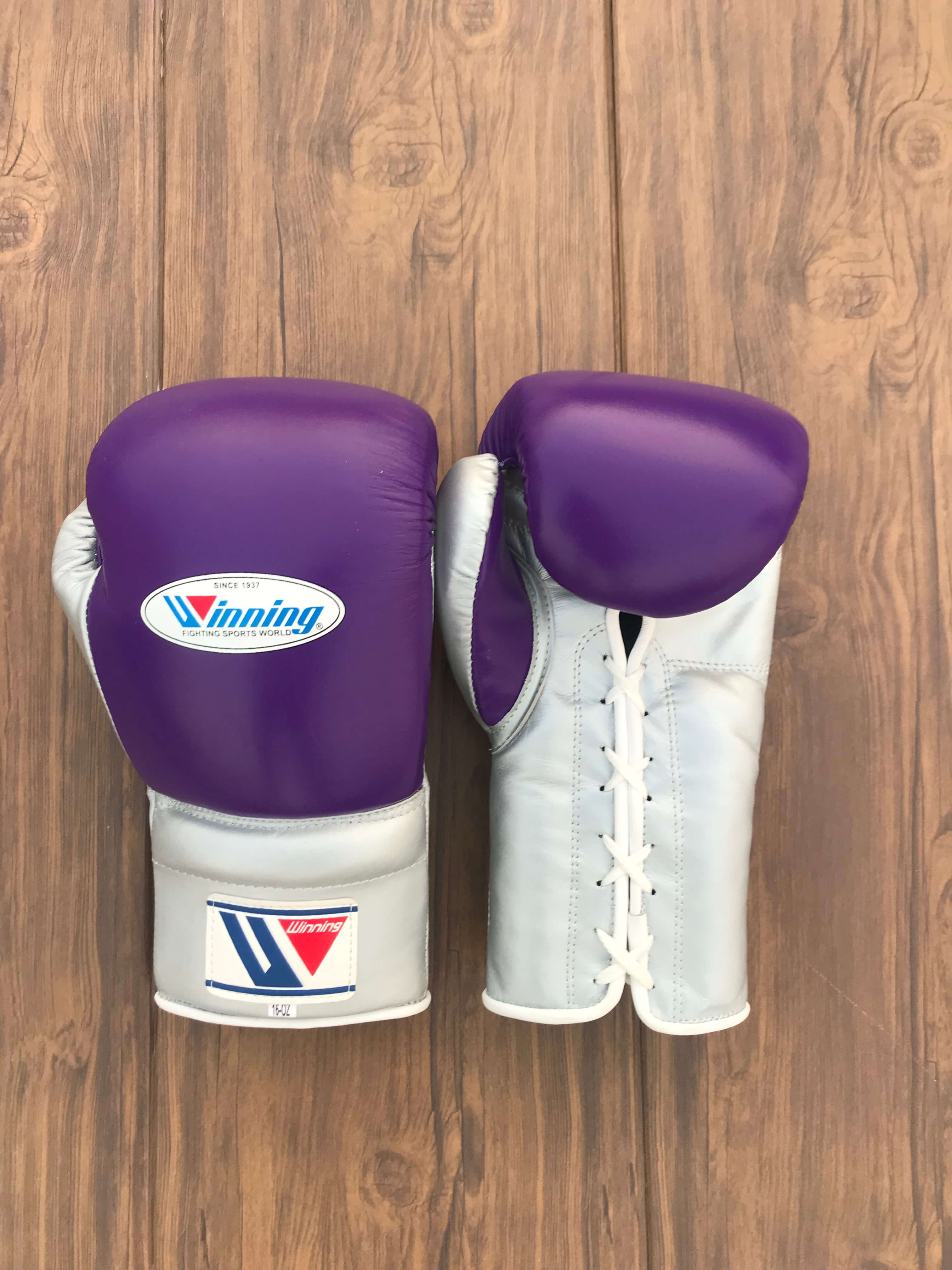 Winning Boxing Gloves Purple/Silver Lace-Up Training