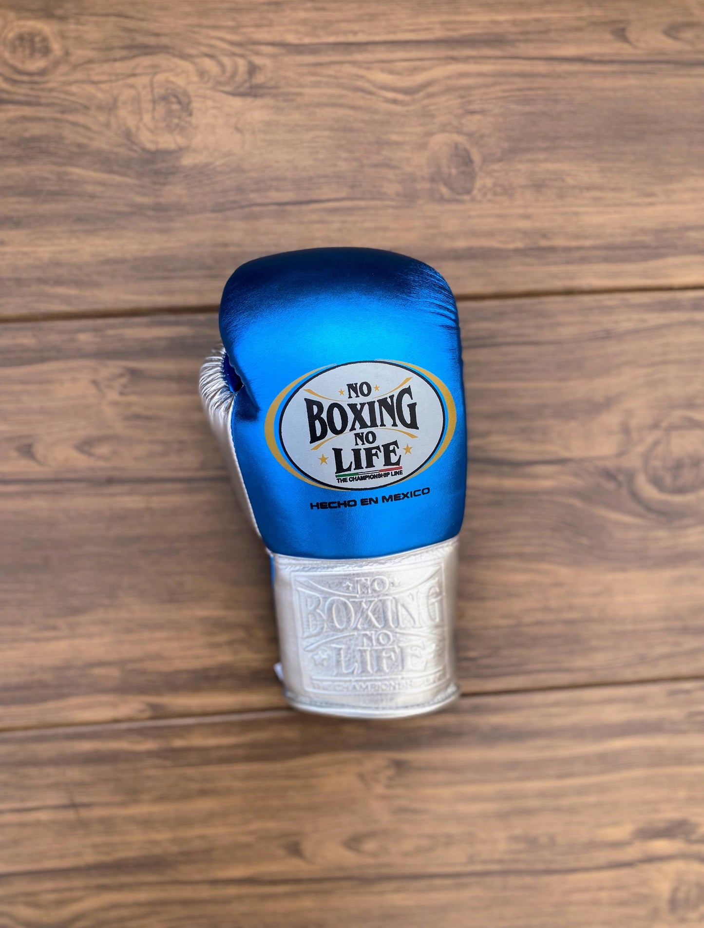 No boxing no life Blue/Silver boxing gears 4-24oz , professional soft-fit sparring gloves