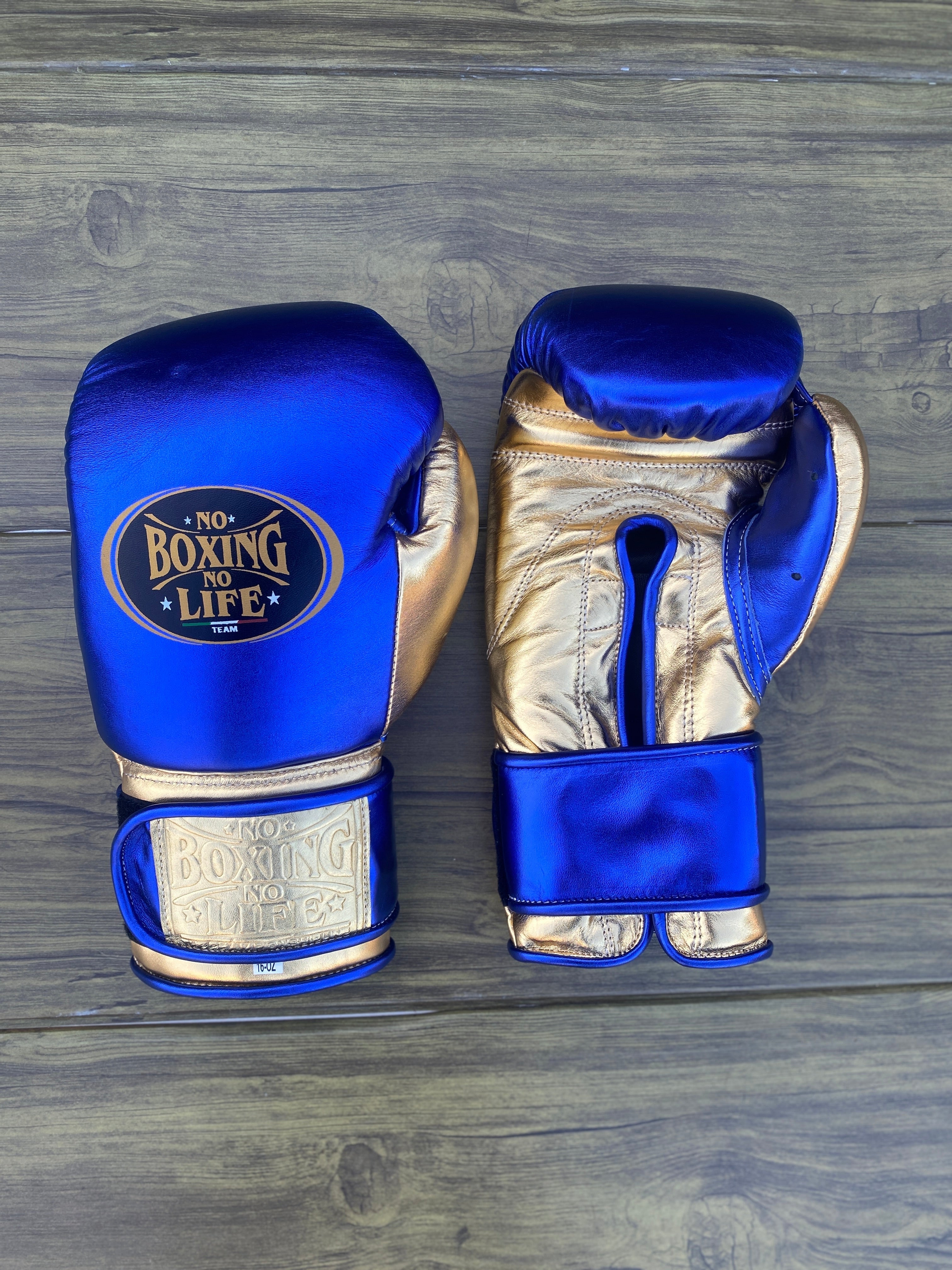 No Boxing No Life Boxing Gloves Blue/Gold Boxing Training