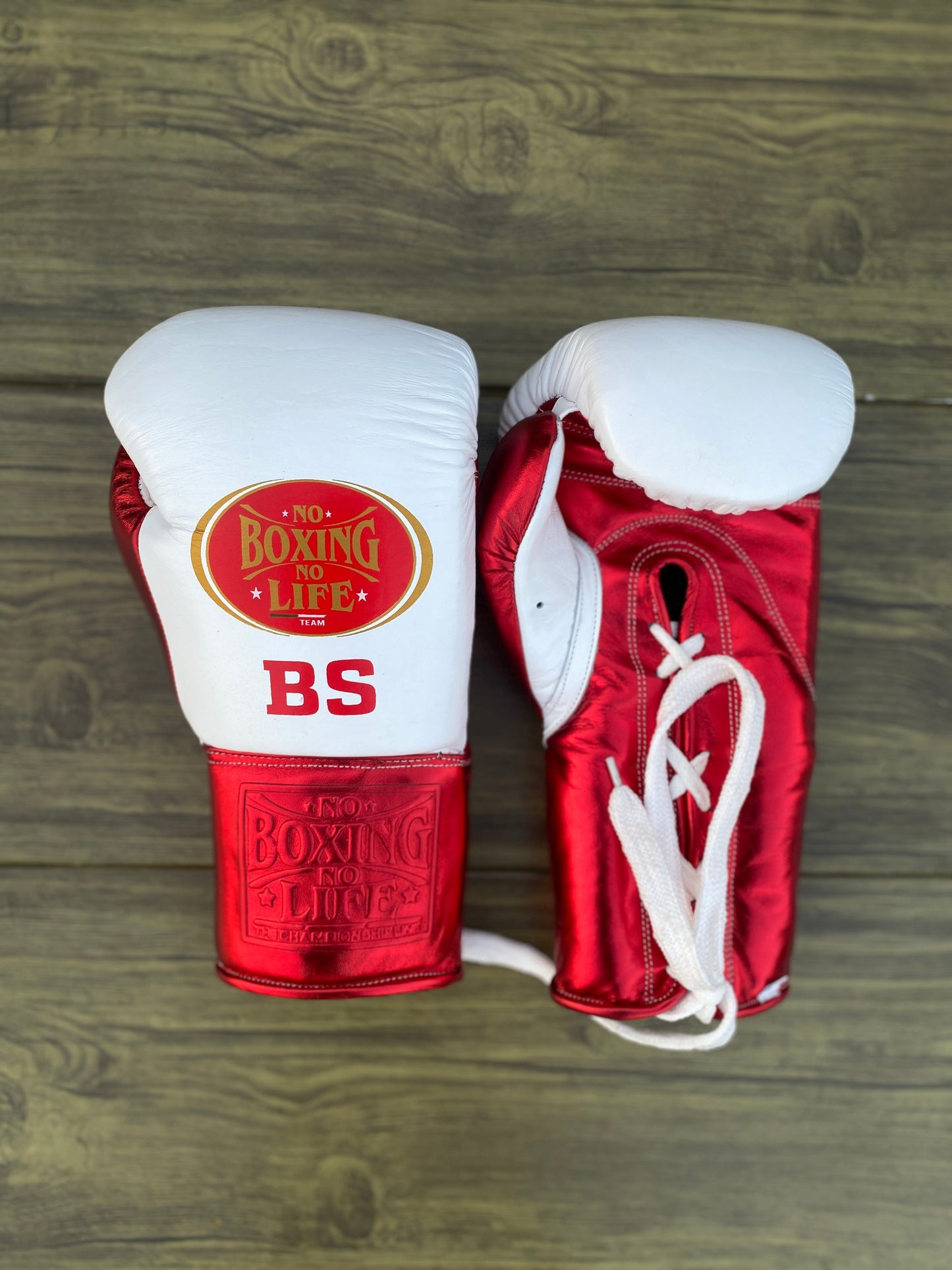 No boxing no life White/Red boxing gloves, premium soft sparring training gear