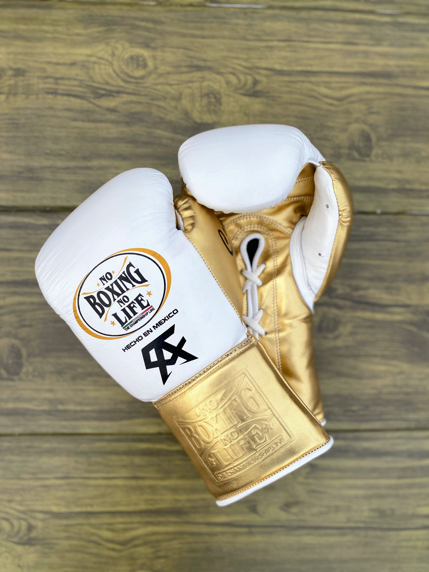 No boxing no life White/Gold boxing gears , premium soft-padding training gloves