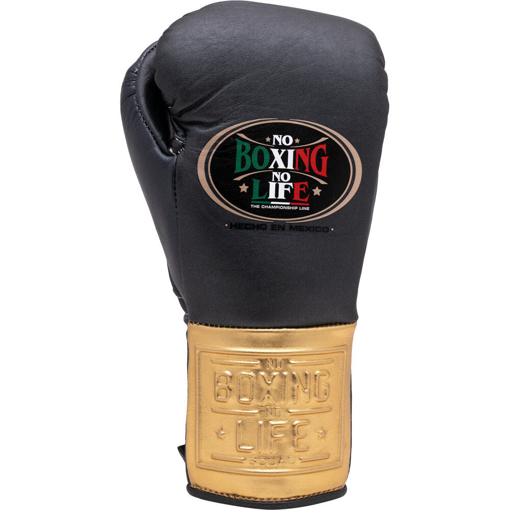No Boxing No Life Black/Gold Professional Sparring Boxing Gloves | Customizable