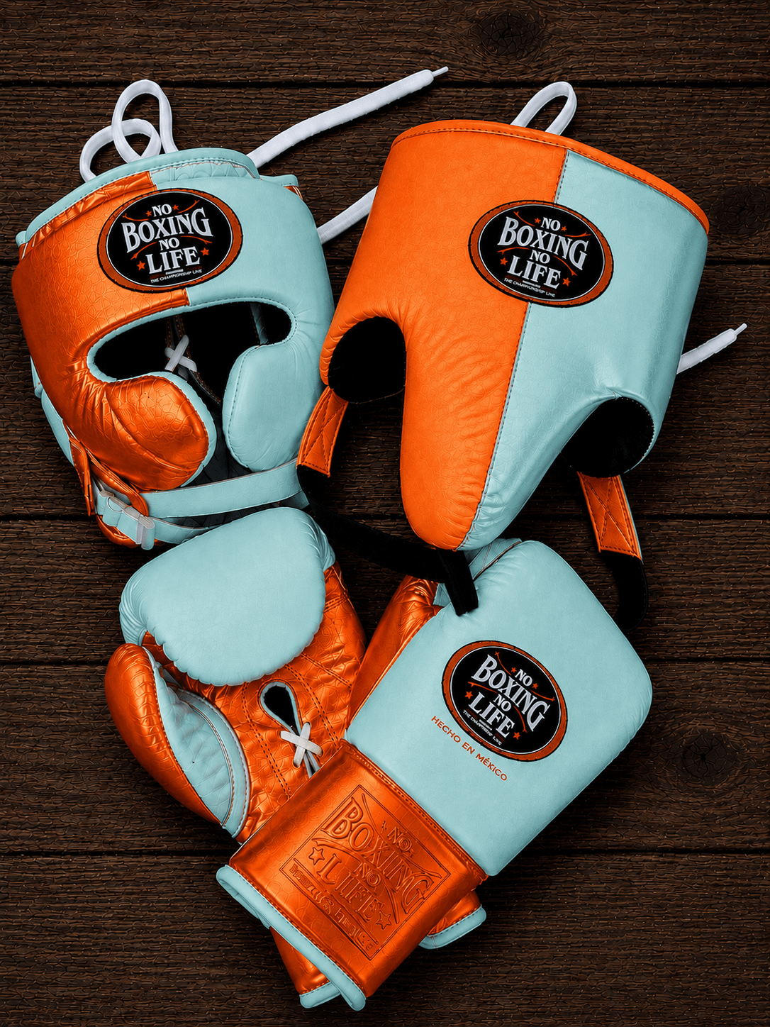 No Boxing No Life Complete Boxing Set Orange/White Gloves Headguard Bundle