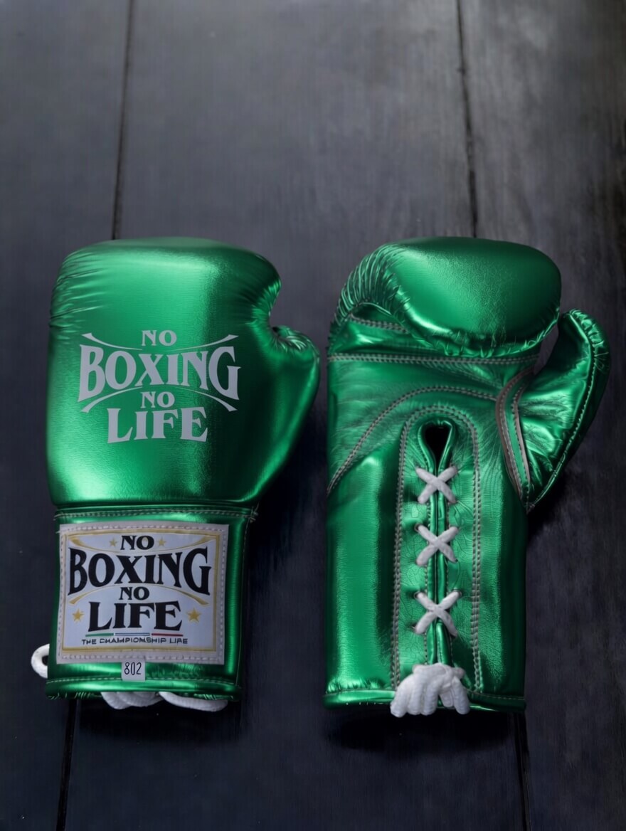 No Boxing No Life Boxing Gloves Green Secure Fit Leather
