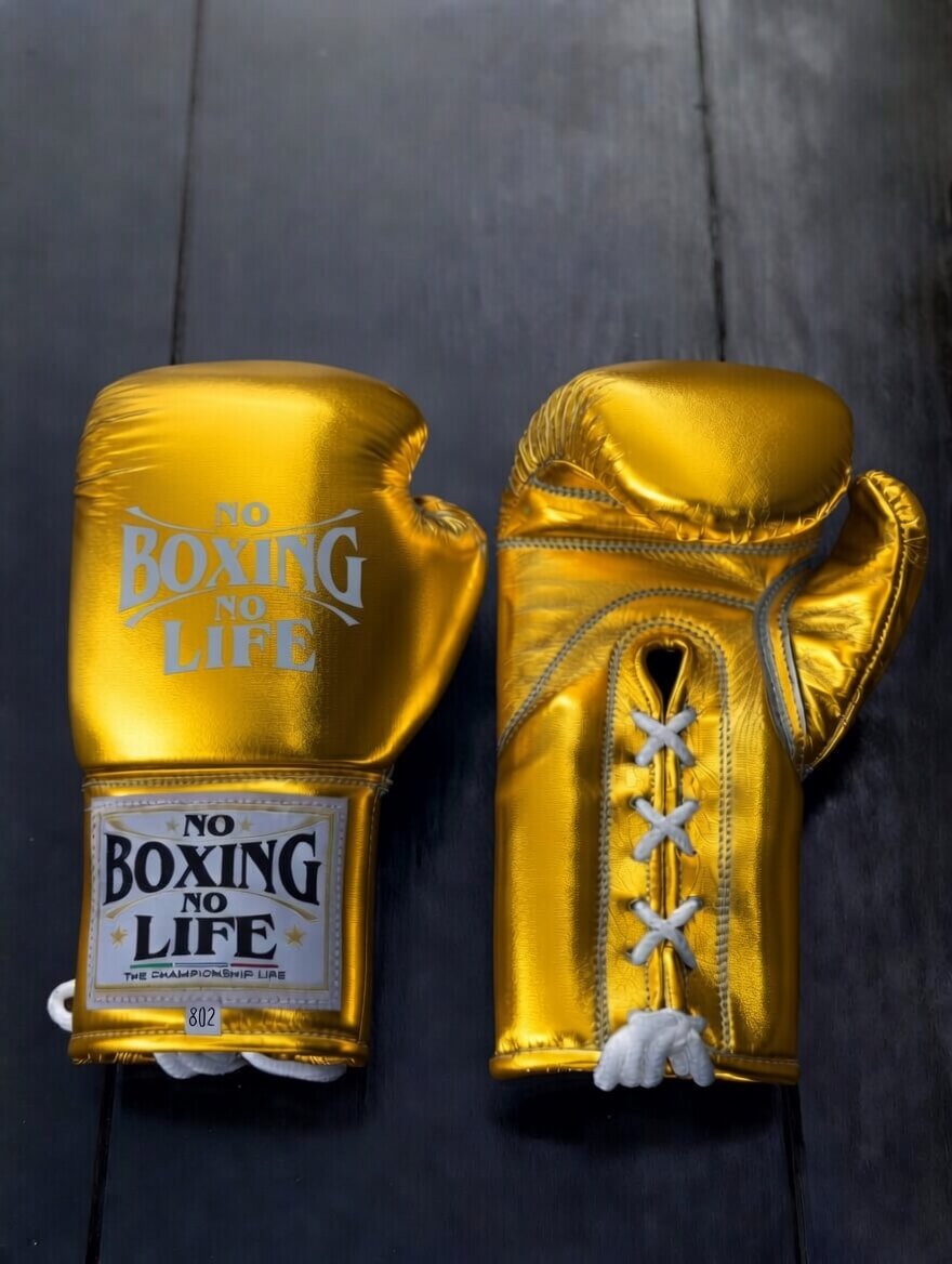 No Boxing No Life Boxing Gloves Golden Leather