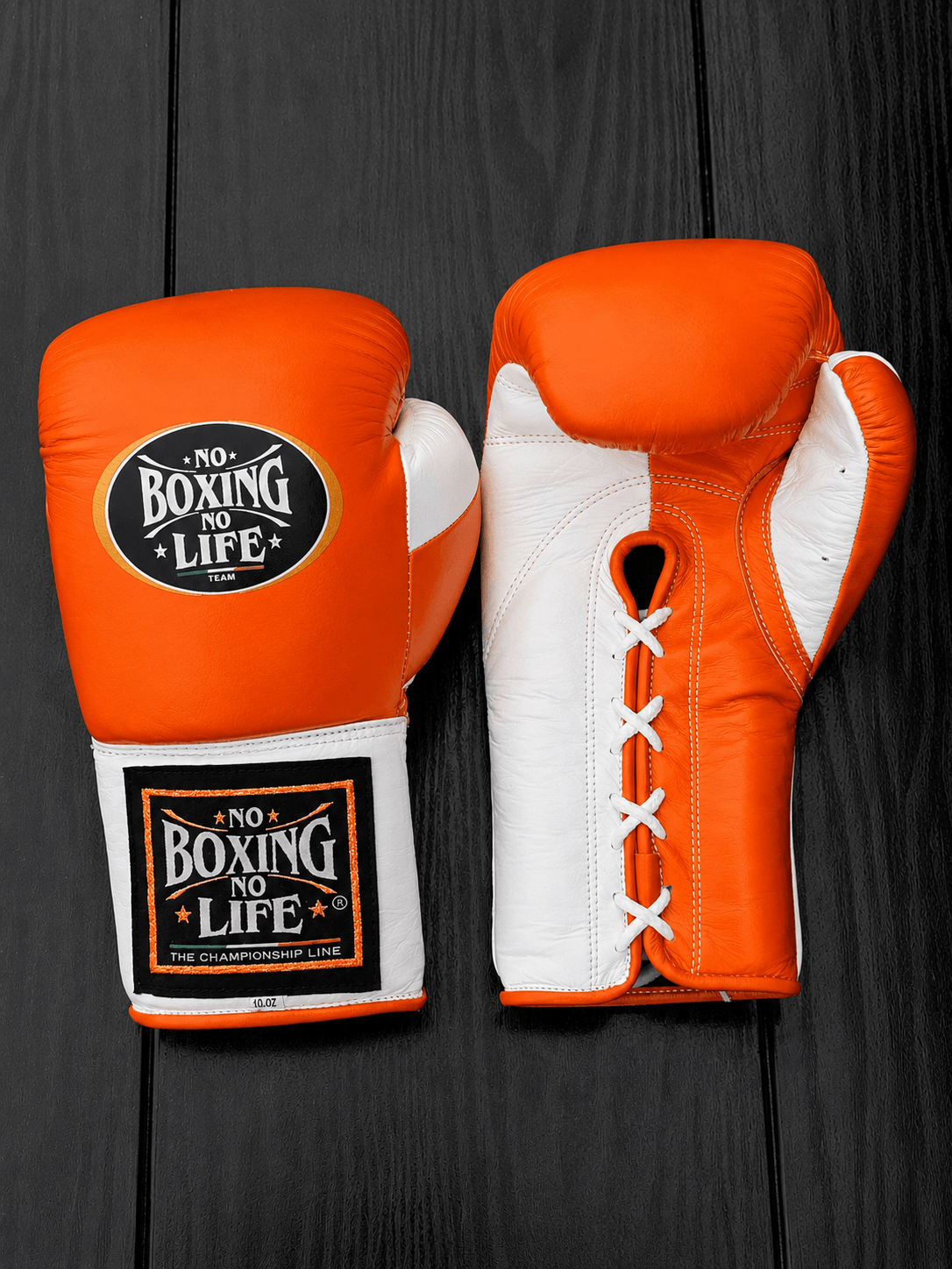 No Boxing No Life Boxing Gloves Orange/White Durable Leather