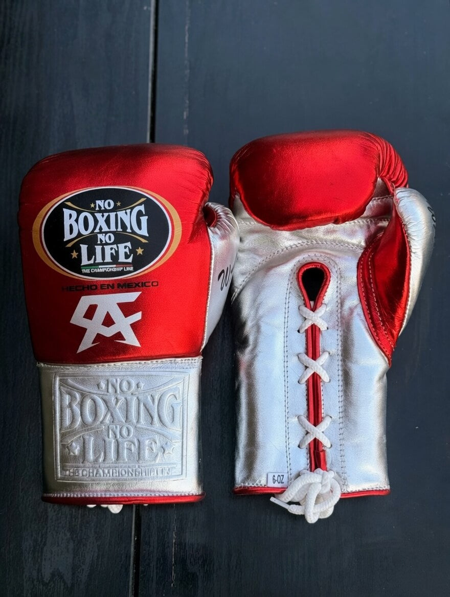 No Boxing No Life Boxing Gloves Red/Silver Durable Leather
