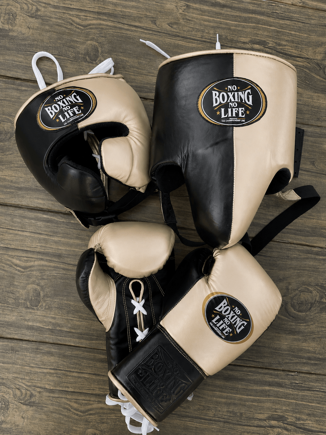 No Boxing No Life Boxing Set Beige/Black Top-Grade Leather