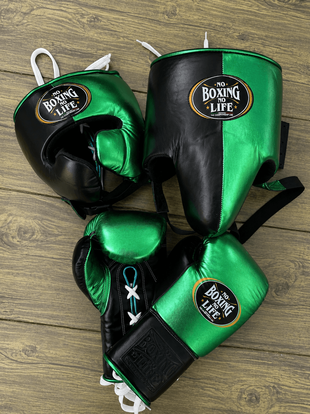 No Boxing No Life Boxing Set Green/Black Leather
