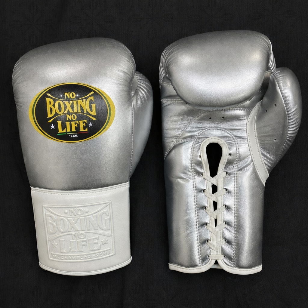 No Boxing No Life Boxing Gloves Silver/White Boxing Training