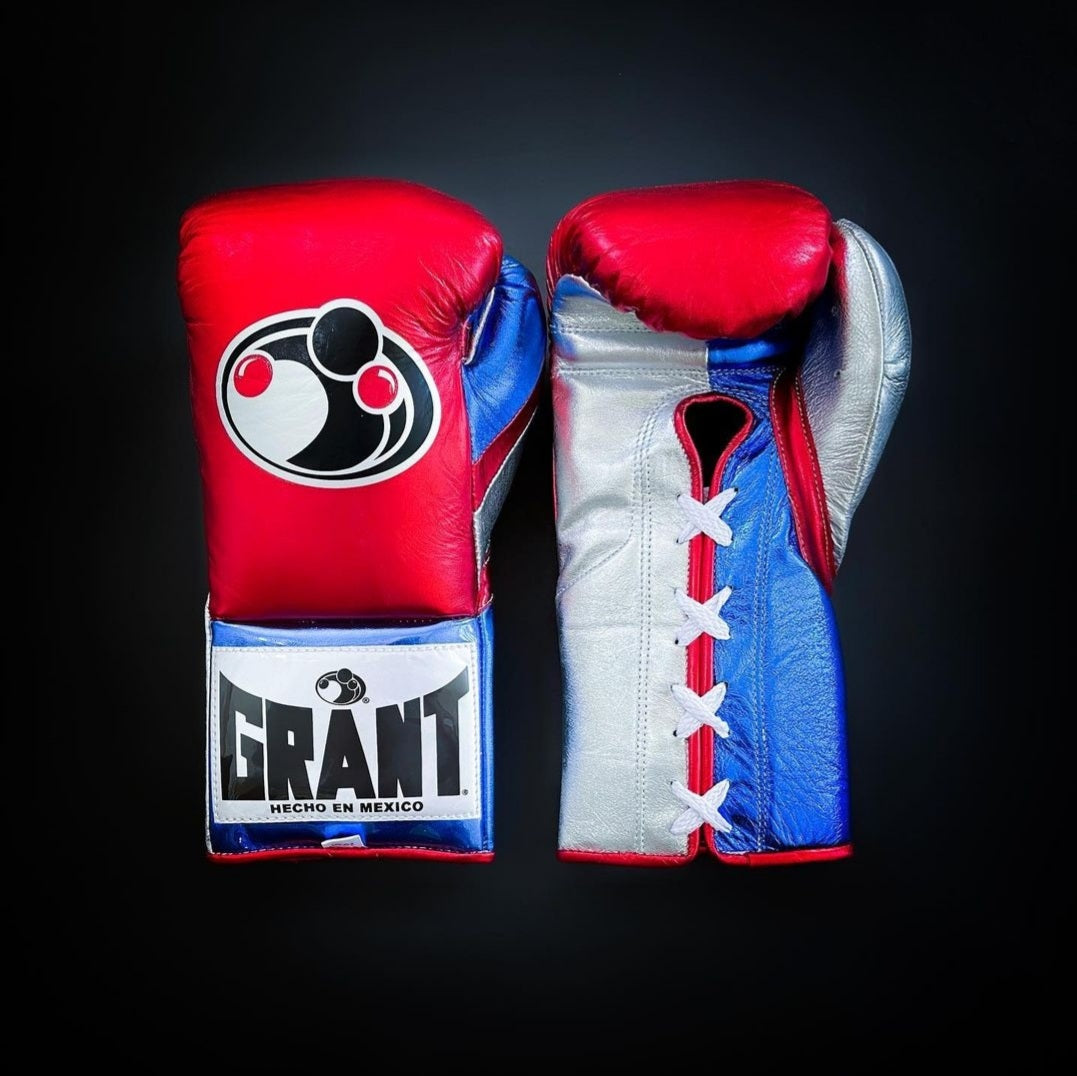 Grant Boxing Gloves Red/Blue/Silver Durable Leather