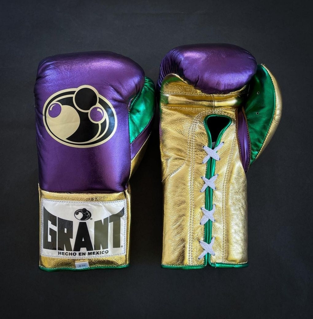 Grant Boxing Gloves Purple/Gold/Green Leather