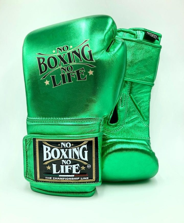 No Boxing No Life Boxing Gloves Green Velcro 14oz