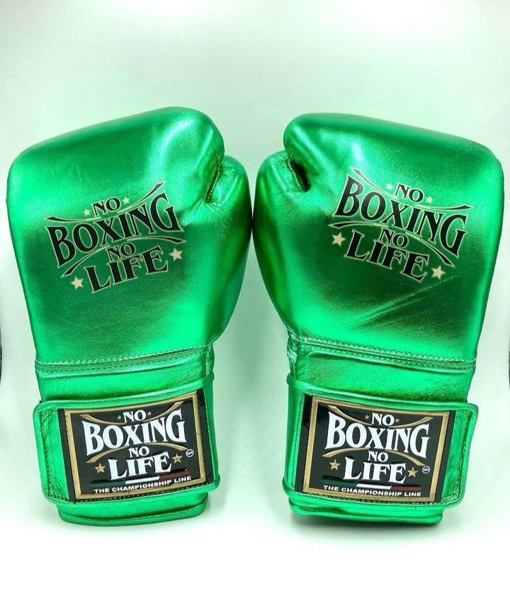 No Boxing No Life Boxing Gloves Green Velcro 14oz