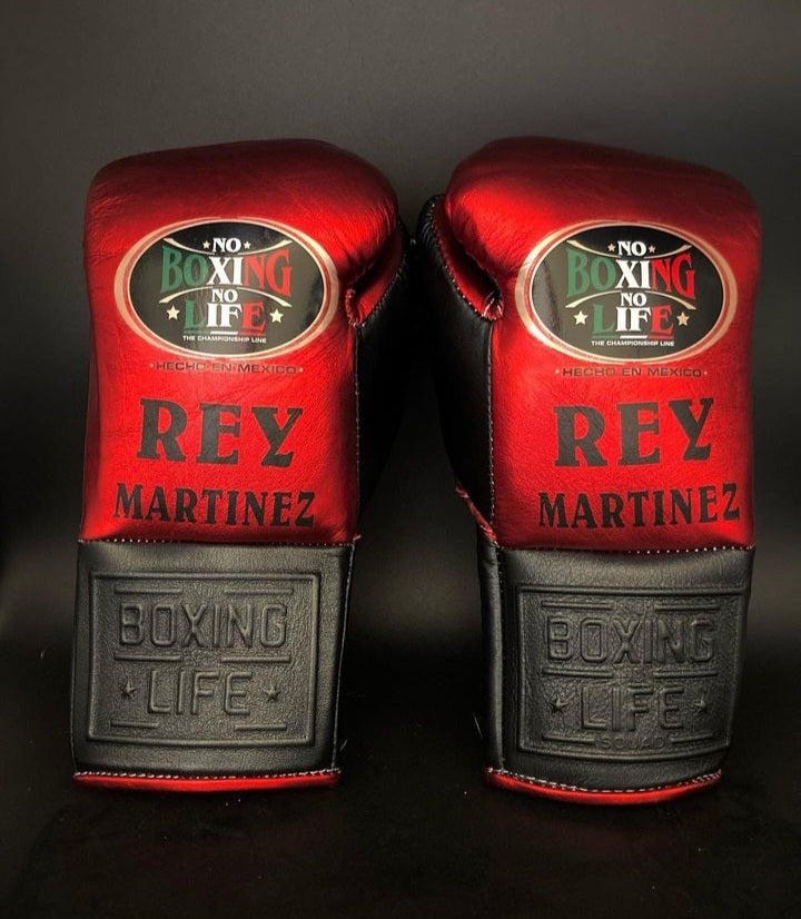 No Boxing No Life Boxing Gloves Red/Black Lace-Up Training