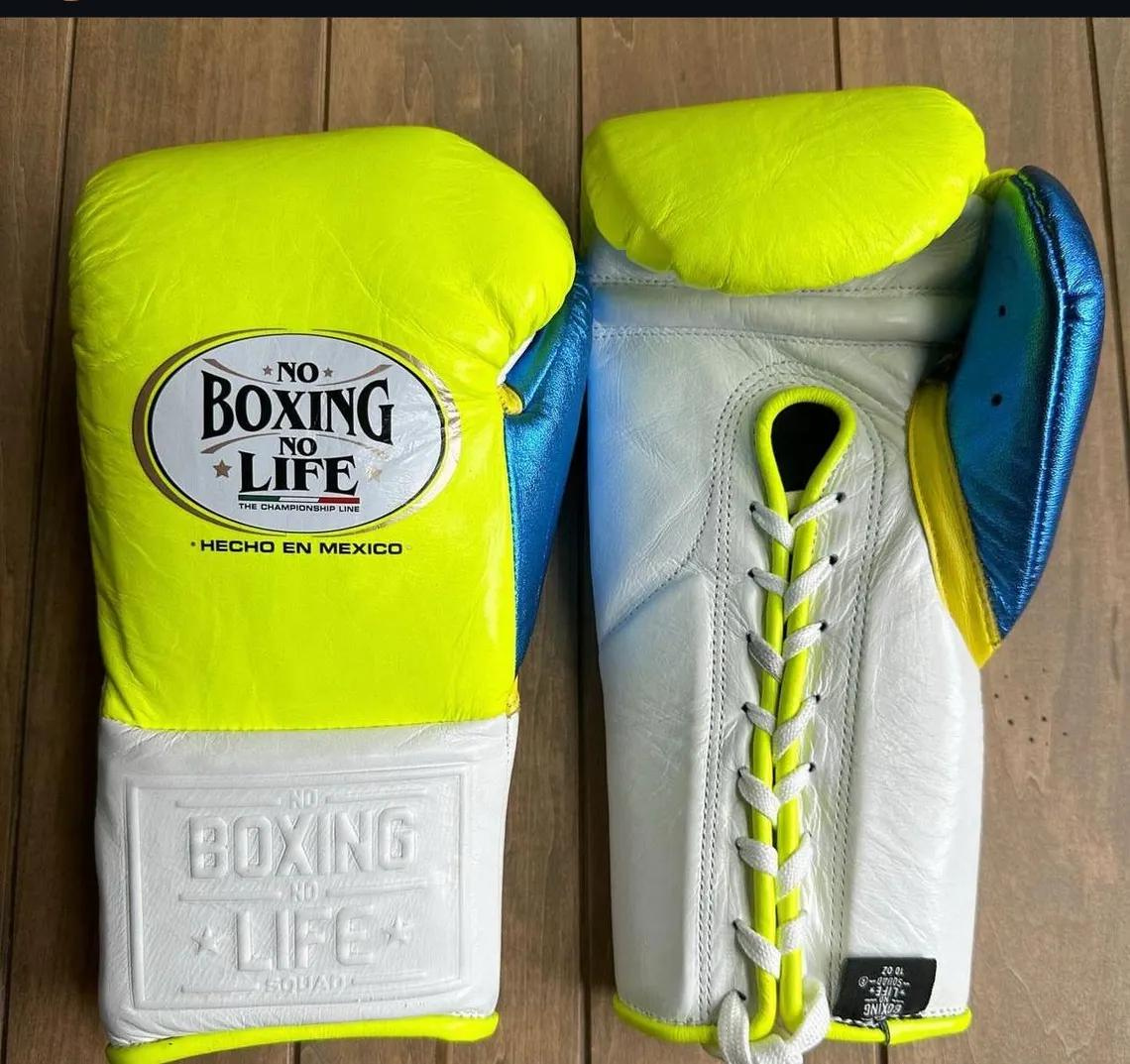 No boxing no life Yellow/White boxing gloves 4-24oz , professional soft-fit sparring gear