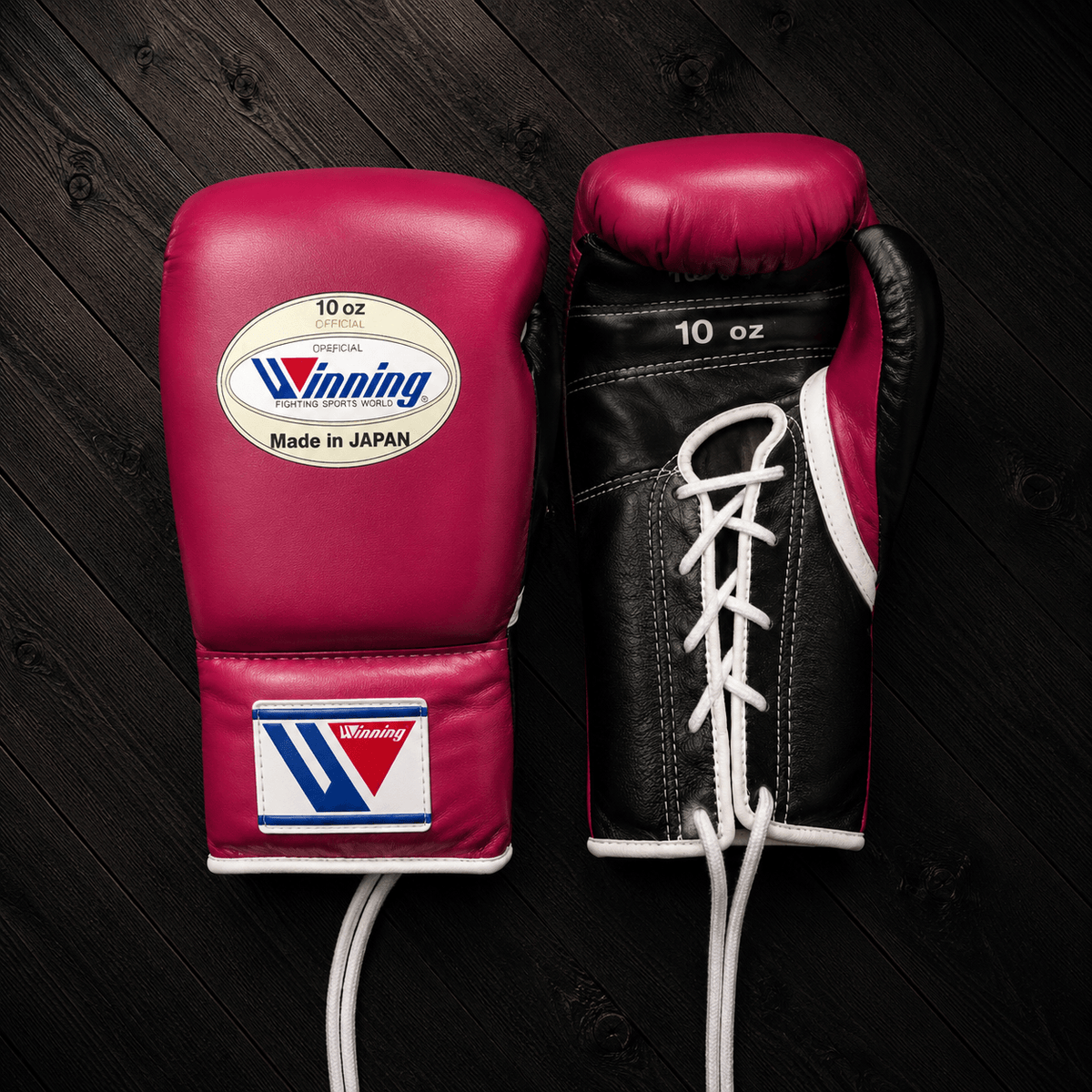 Winning Boxing Gloves Dark-Pink/Black Leather Training Gloves for Sparring