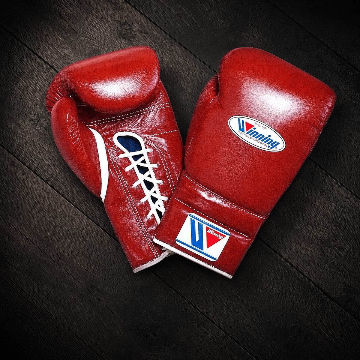 Winning Boxing Gloves Dark-Red Lace Up Leather Gloves for Training