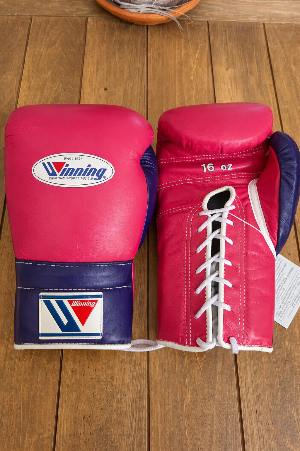 Winning Boxing Gloves Pink/Purple Leather Gloves for Pad Work