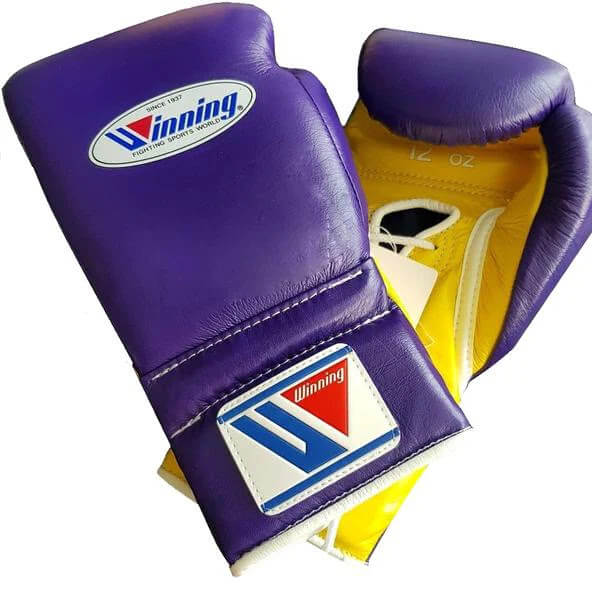 Winning Boxing Gloves Purple/Yellow Leather Training Gloves for Heavy Training