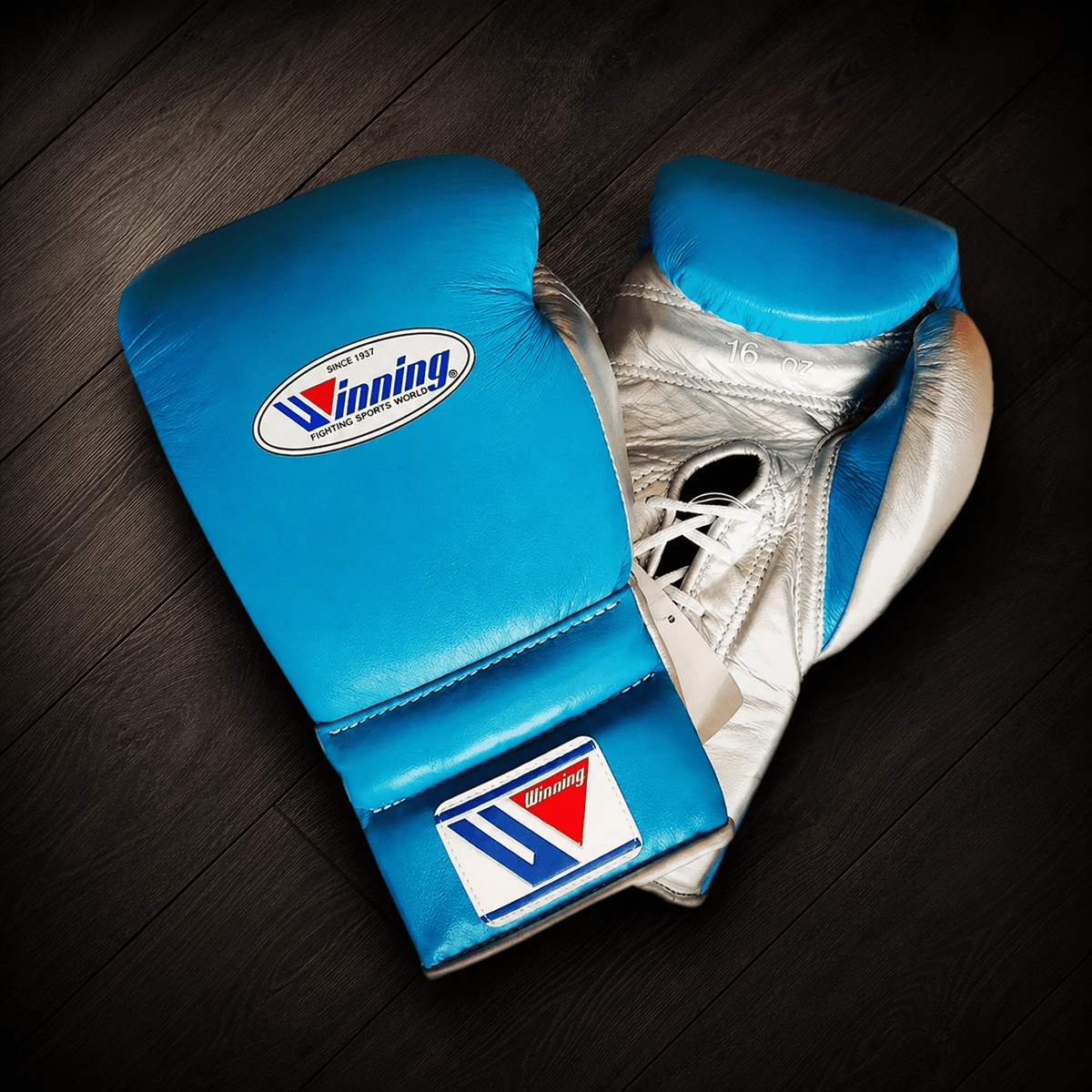 Winning Boxing Gloves Sky-Blue/SilverLeather Gloves for Daily Workouts