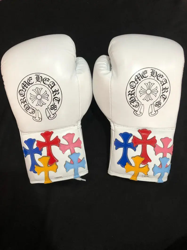 Winning Boxing Gloves White Curved Leather Gloves for MMA Training