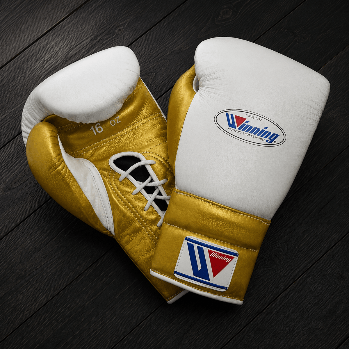 Winning Boxing Gloves White/Gold Padded Leather Training Gloves
