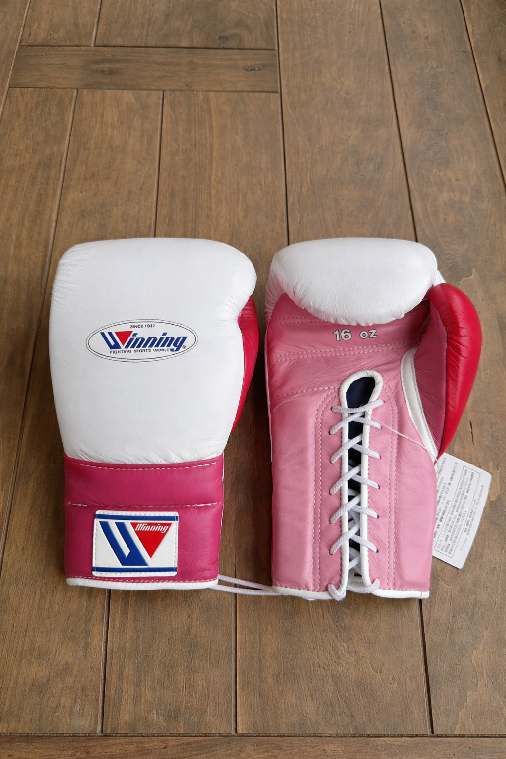 Winning Boxing Gloves White/Pink Secure Fit Leather