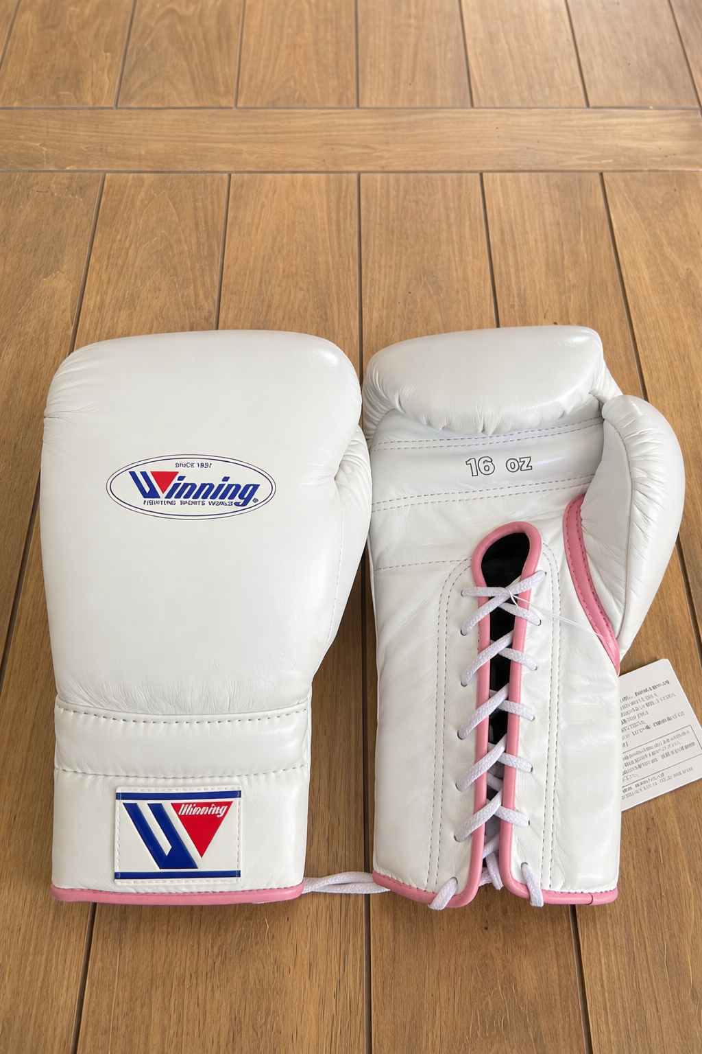 Winning Boxing Gloves White/Pink Leather Training Gloves for Boxing