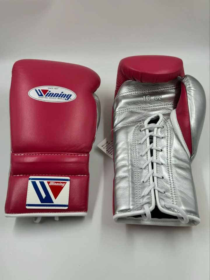 Winning Boxing Gloves Pink/Silver Leather Gloves for Daily Workouts
