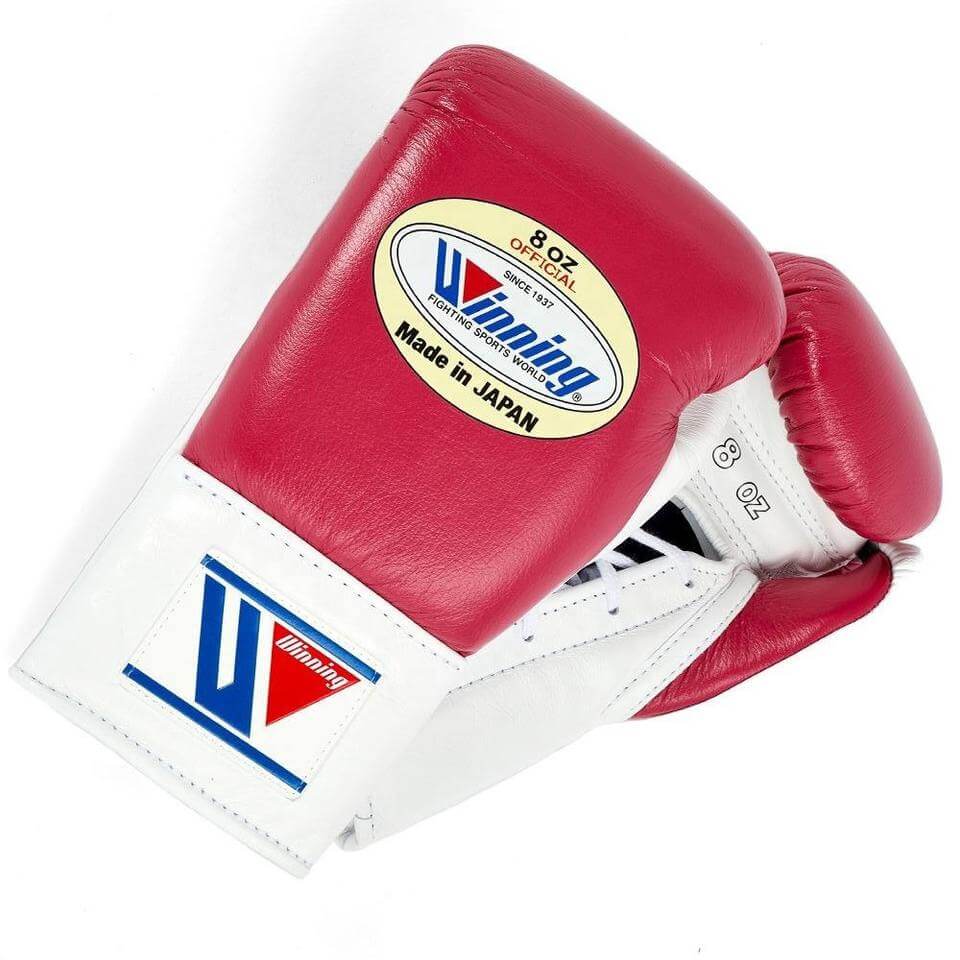 Winning Boxing Gloves Pink/White Leather Training Gloves for Heavy Training Back View