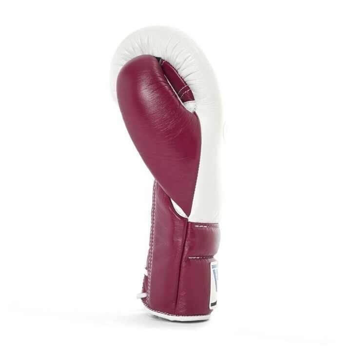 Winning Boxing Gloves White/Dark-Pink Leather Gloves Side View