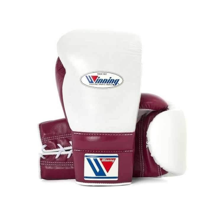 Winning Boxing Gloves White/Dark-Pink Leather Gloves for Daily Workouts
