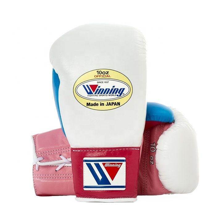 Winning Boxing Gloves White/Pink/Blue Leather Gloves for Pad Work