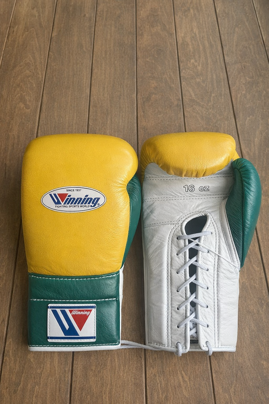 Winning Boxing Gloves Yellow/Green/White Leather Gloves for Intense Sessions