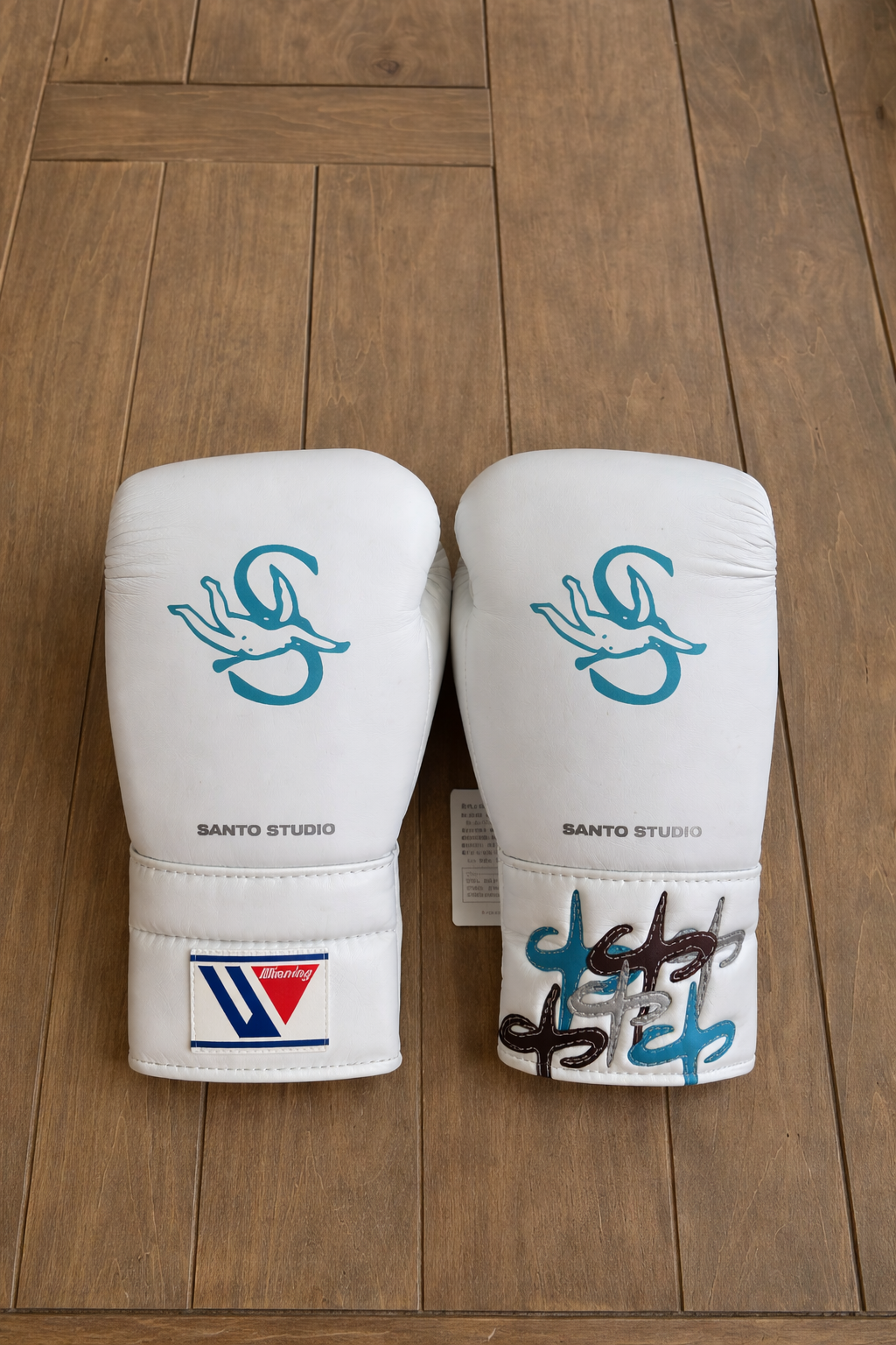 Winning Boxing Gloves White/Blue/Brown Custom made