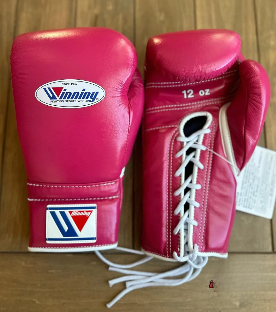 Winning Boxing Gloves Dark-Pink Padded Leather Gloves for Heavy Bag Work